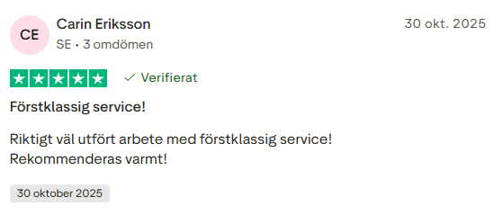 Omdöme från en Carmee-kund